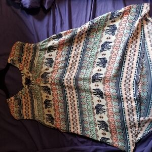 Elephant Print Sleeveless Blouse - Multicolor